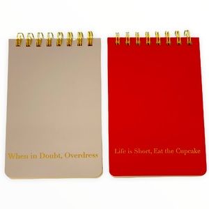 Set of Two Gold Embossed Lined Spiral Notebooks 3" x 4.5", New In Box